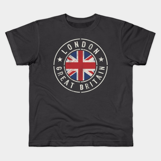 London Great Britain Flag Kids T-Shirt by Designkix